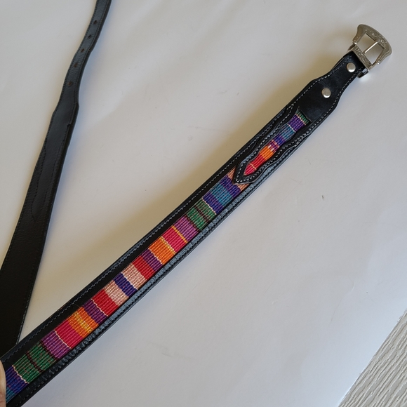 Western genuine leather boho belt black - Picture 4 of 10